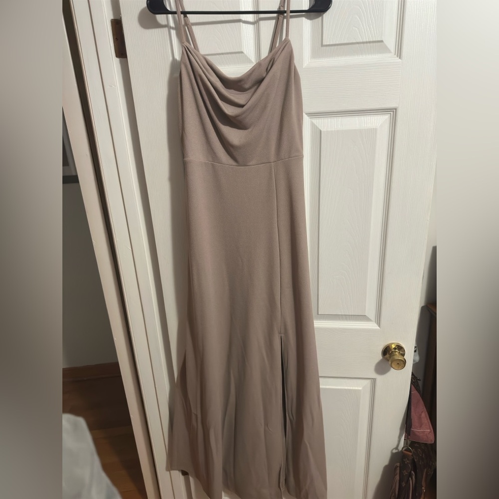 BIRDY GREY Ash Crepe Dress Taupe- Size Medium
